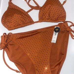 Victoria secret rhinestone burnt orange bikini